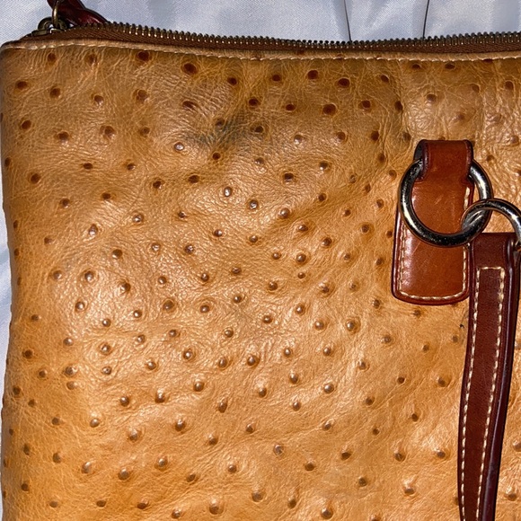 Dooney and Bourke large ostrich texture leather tote in tan and brown - Picture 7 of 14